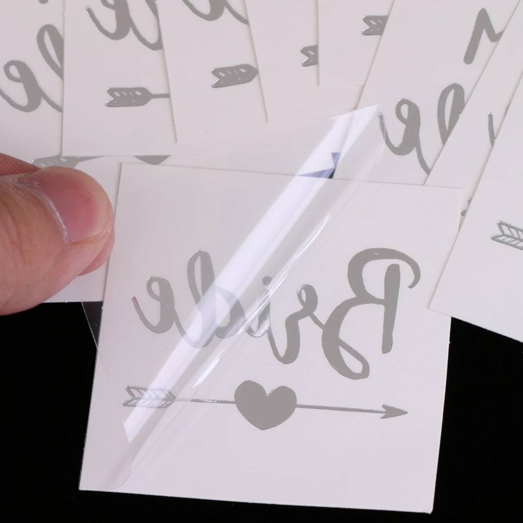 MagiDeal 12x Metallic Team Bride Groom Temporary Tattoos Wedding Stickers Waterproof Tattoo Sticker