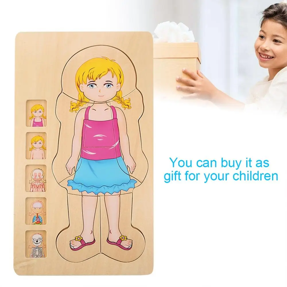 

Wooden Kids Puzzle Toys Human Body Structure Multilayer Brick Toy Child Early Educational Intelligent Learning CognitionToy Girl