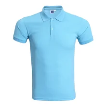 Брендовая небесно-голубая Мужская рубашка поло Homme, Летний стиль, одноцветная рубашка поло с коротким рукавом, Повседневная брендовая приталенная Мужская рубашка поло