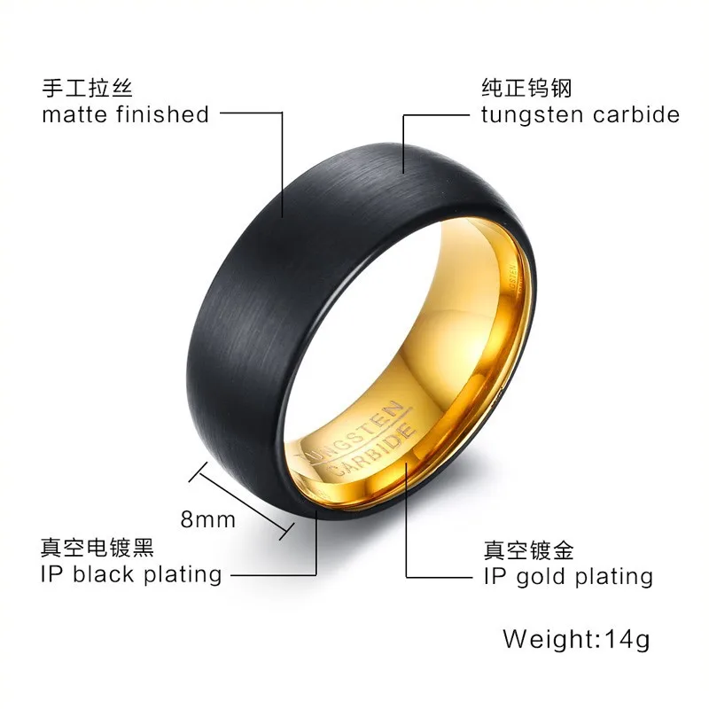 Мужское вольфрамовое кольцо с матовым покрытием ширина 8 мм|mens tungsten rings|tungsten ringgold