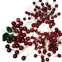 100 шт искусственная красная Холли ягодная гирлянда, Рождественская елка, украшение, Рождество, сделай сам, новые рождественские украшения для дома