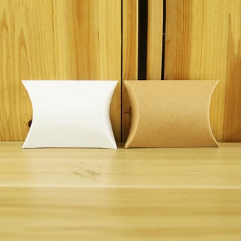 

50pcs Favor candy Box bag Kraft paper Pillow Shaped Wedding Candy Gift Boxes pie Party box bags Eco-friendly kraft craft boxes