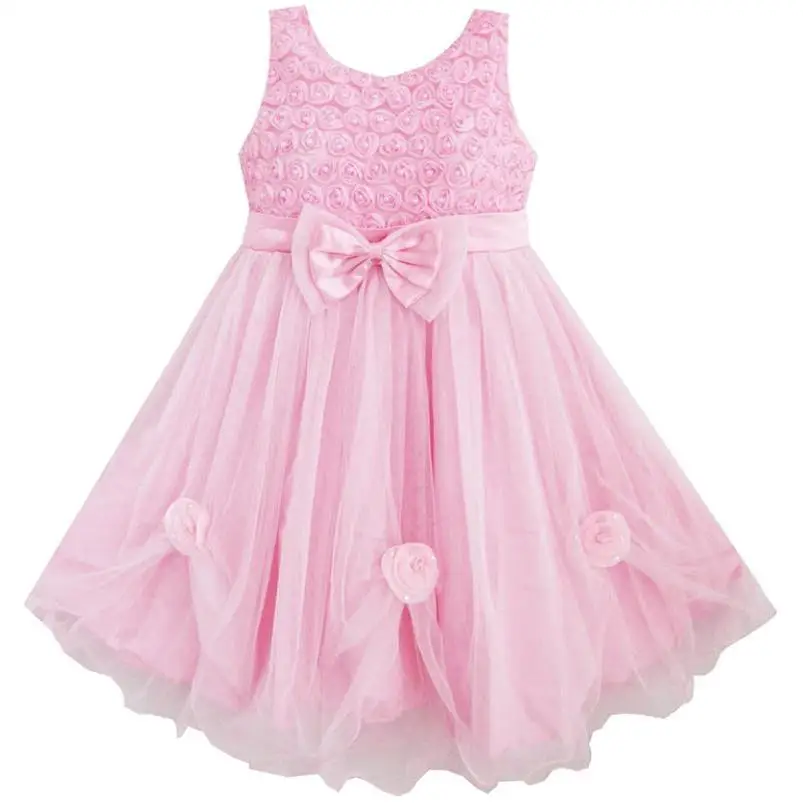 Flower Girl Dress Pink Rose Pageant Tull Wedding Kids Boutique 2018