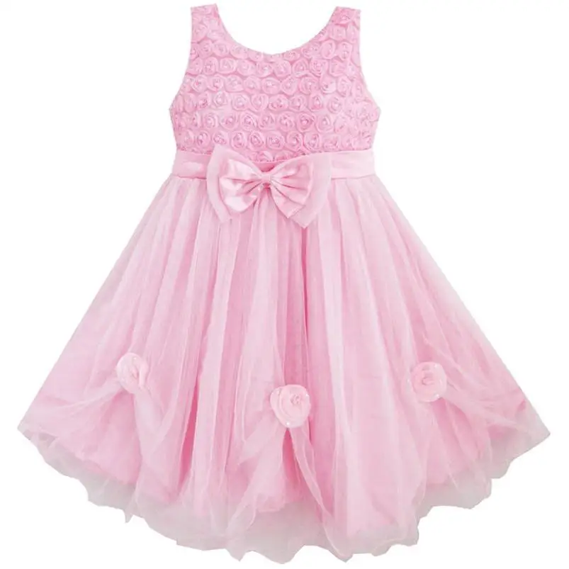 

Flower Girl Dress Pink Rose Pageant Tull Wedding Kids Boutique 2018 Summer Princess Party Dresses Kids Clothes Size 2-10