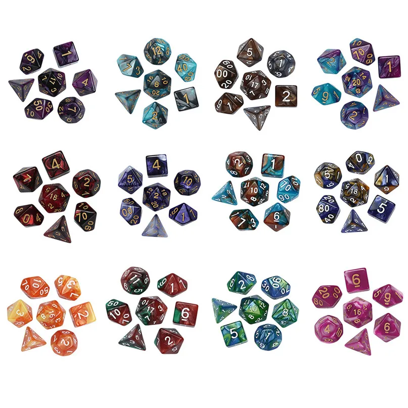7Pcs Digital Dice Game Dungeons & Dragons Polyhedral D4-D20 Multi Sided Acrylic Dice For Young People Party Entertainment #2N22 (1)