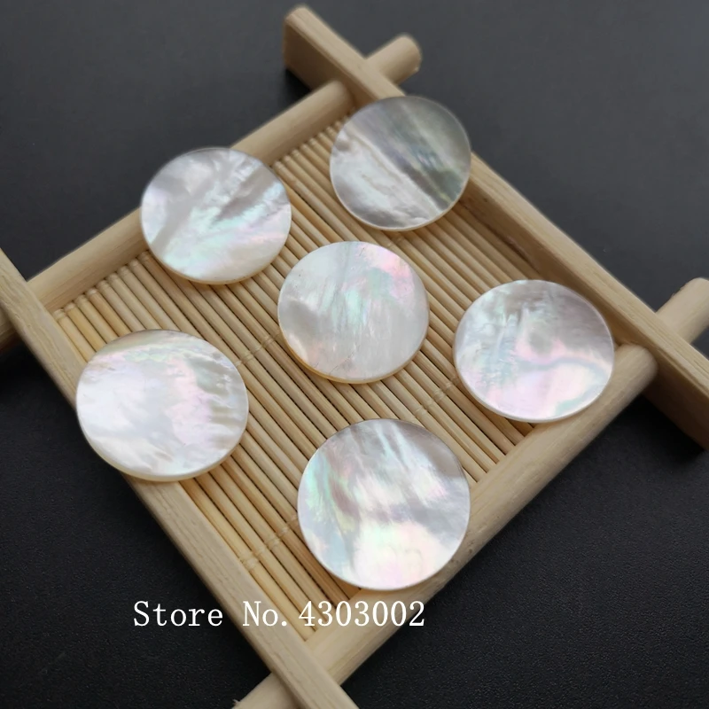 

100pcs/lot 20mm Natural White Round Disks Mother of Pearl shell for DIY Jewelry Double Flat Round Slice MOP Pearl shell