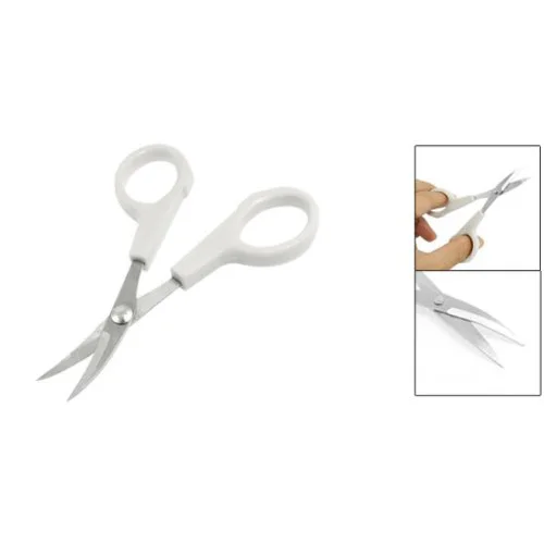 

New White Handle Curved Tip Needlework Cutter Embroidery Sewing Scissors 4"