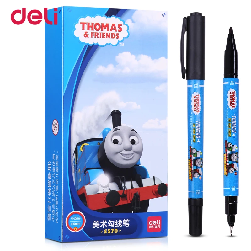 Deli Thomas & Friends 3 шт. маркерная ручка черная двойная головка масляные маркеры мазки
