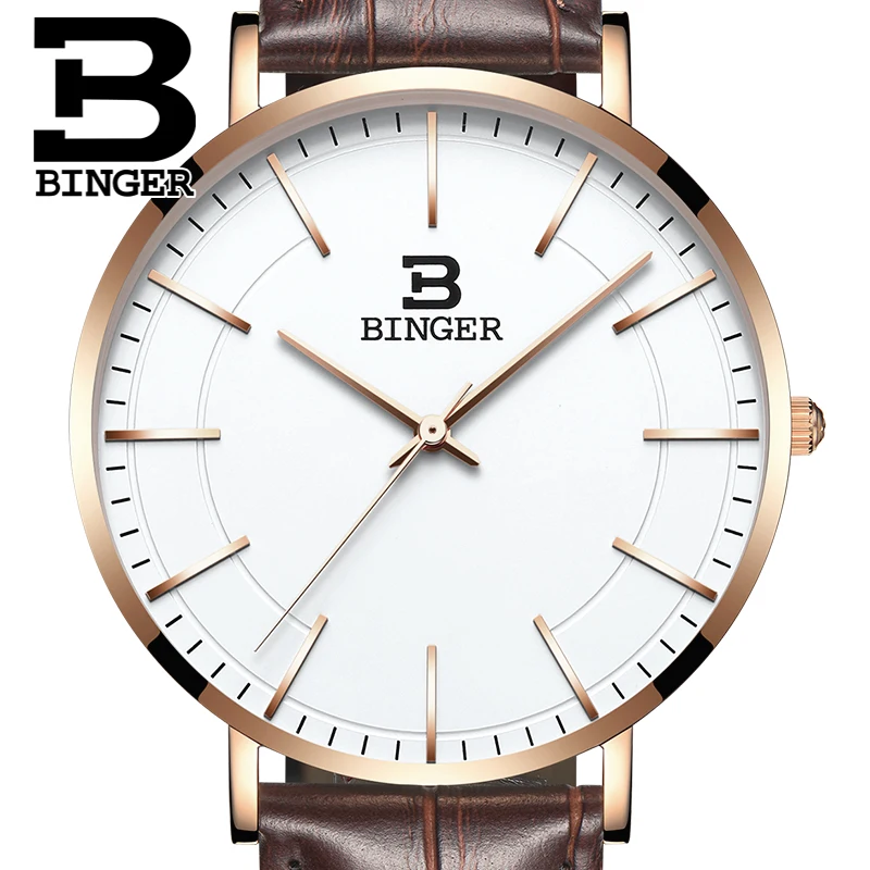 Switzerland BINGER men watches luxury brand ultrathin limited edition Waterproof lovers s quartz Wristwatches B 3050M