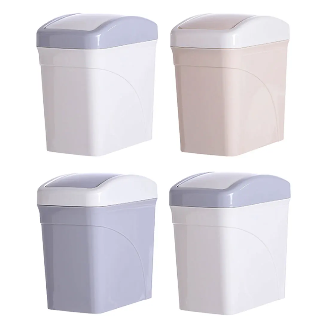 

Small Waste Bin Desktop Garbage Basket Table Home Trash Can Roll Swing With Lid