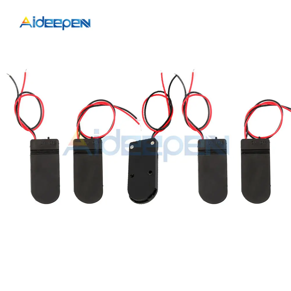 

5PCS Black Plastic CR2032 2032 Cell Coin Battery Socket Holder Case 6V Lead ON/OFF Switch