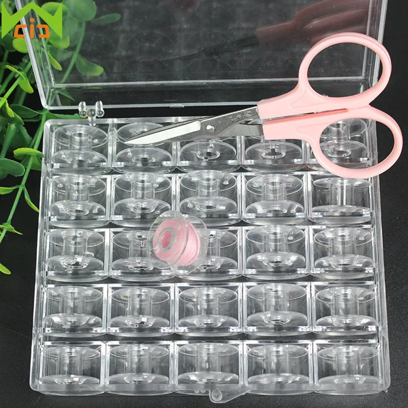 Buy Sewing Bobbin Storage 25PCS Plastic Clear Empty