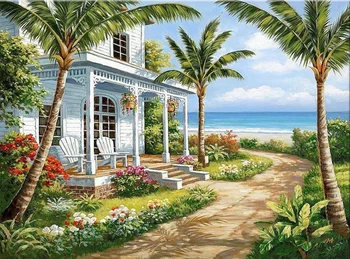 

Full round&square Diamond Embroidery Sea view 5D Diamond Painting Cross Stitch scenic 3D Diamond Mosaic Decoration Christmas