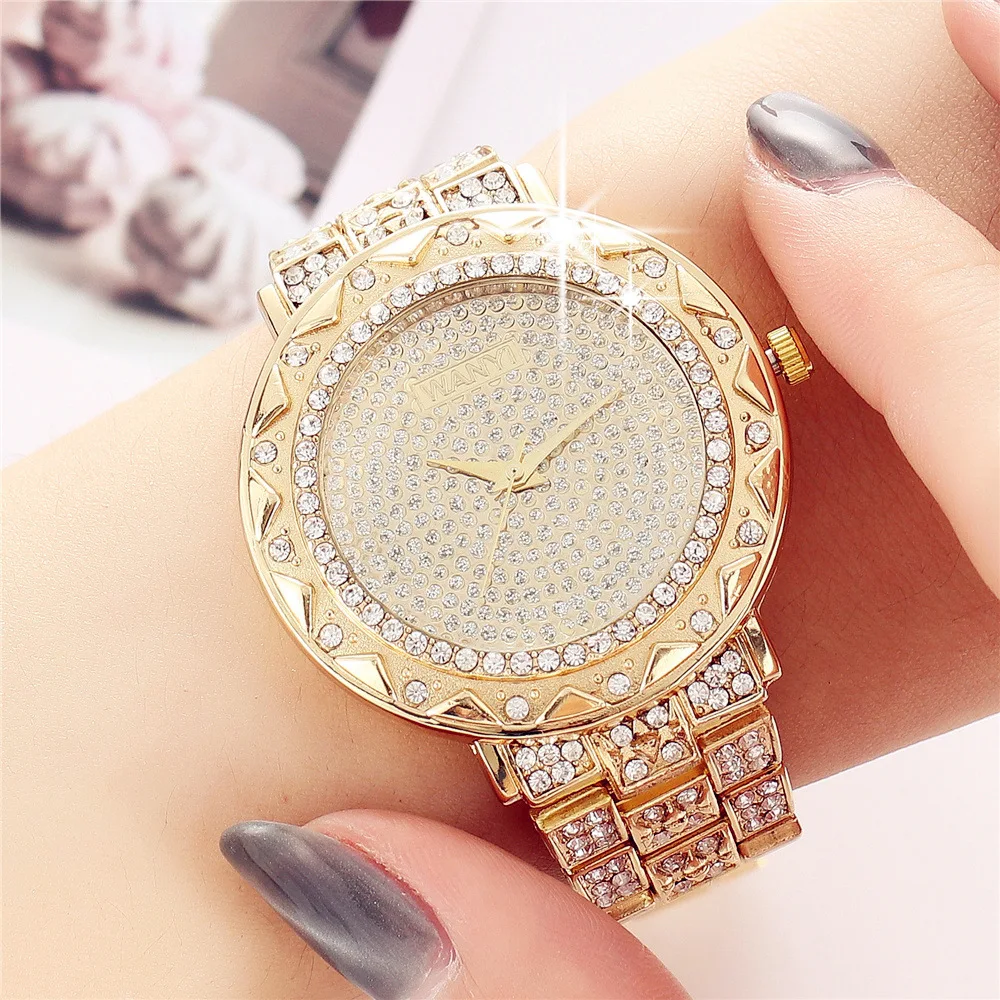 

Womens Watches Fashion Diamond Quartz Watch Women Gold Stainless Steel Business Watches Top Brand Luxury Clock Casual Dress