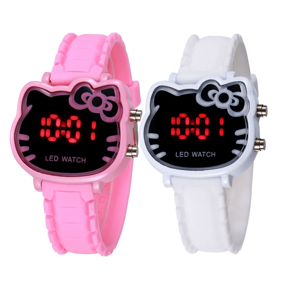 TMC#230, часы для девочек с рисунком кота, часы для девочек, роскошный бренд, светодиодный, Детские электронные часы, детские наручные часы, лучший подарок