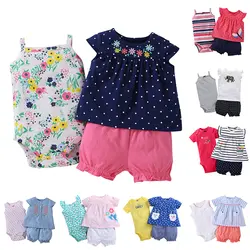 Комплекты одежды для новорожденных девочек, рубашка с короткими рукавами, верхняя одежда, мягкие комбинезоны без рукавов bebes + короткие