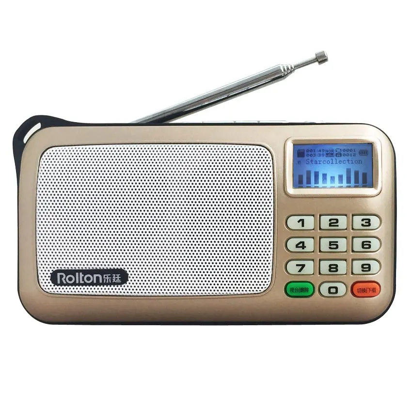 

Rolton W505 MP3 WMA WA Player Mini Portable Radio speakers FM Radio With LCD Screen Support TF card Playing Music LED Flashlight