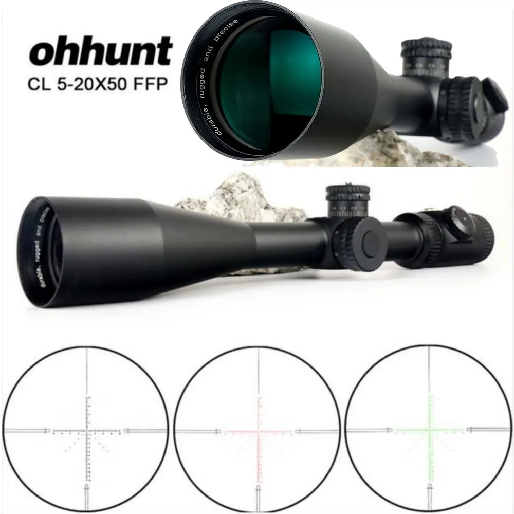 ohhunt CL 5 20X50 FFP Hunting Riflescope Optical Sights Red Green Illuminated Glass Etched