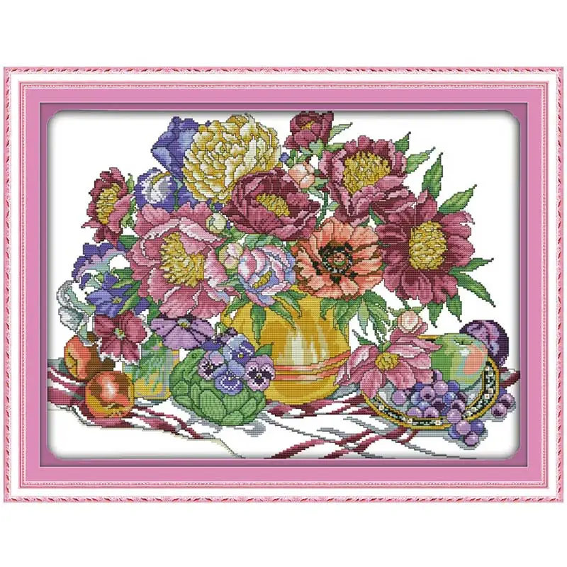 Flowers and fruit (2) Patterns Counted Cross Stitch 11CT 14CT Cross