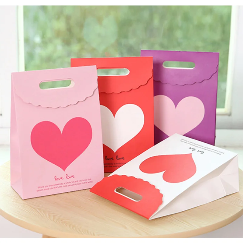 12*6*16 cm 50pcs Small Gift Bag with Handles Wedding Decoration Paper