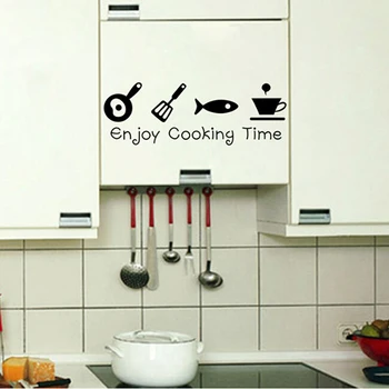 Cartoon enjoy cooking time kitchen Wall Sticker PVC Living room Kitchen Background home decoration Mural Art Decals stickers