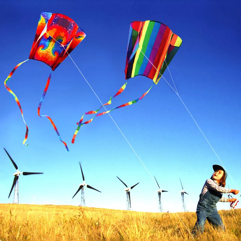 

2019 Hot Sale Colorful Parafoil Kite with 200cm Tails 30m Flying Line Outdoor Soft Fly Kite Toys for Children Gift Outdoor Tool