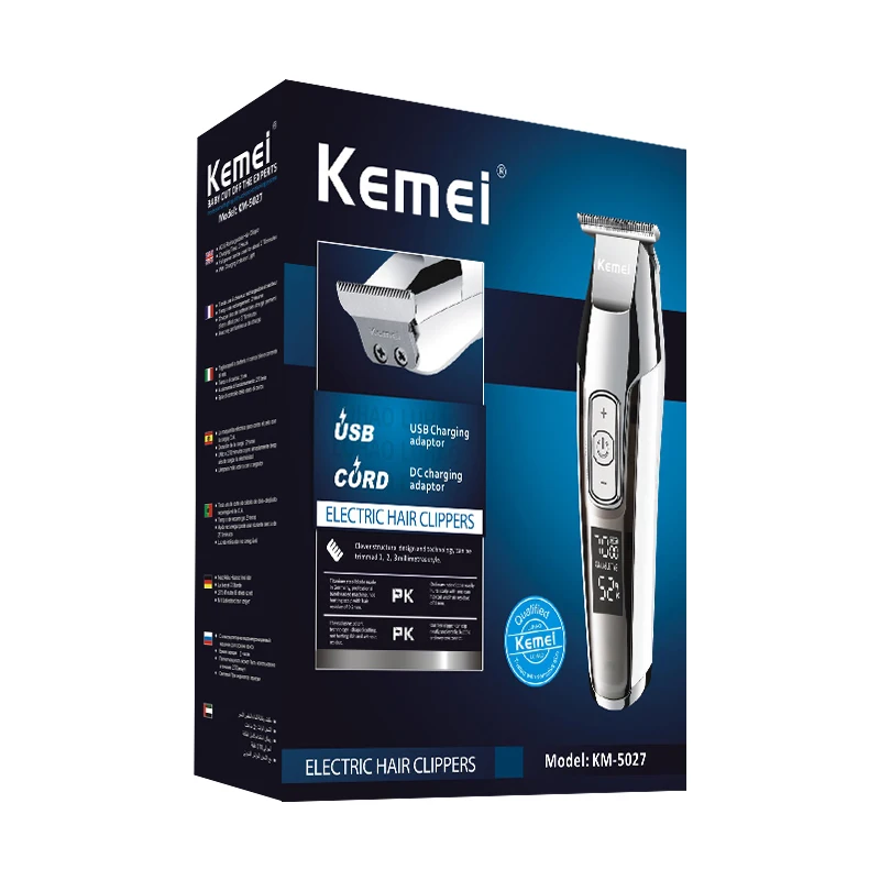 Kemei-5027, профессиональная машинка для стрижки волос, ЖК-дисплей, мужской триммер для волос без головы, триммер для бороды, Мужская электрическая машинка для стрижки волос