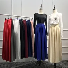 2017 New style pleated skirt muslim dubai arab long skirt chiffon maxi evening cocktail maxi gown