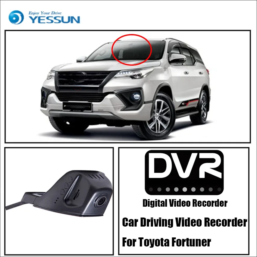 Цифровой видеорегистратор YESSUN HD 1080P для Toyota Fortuner|dash cam night vision|black boxdash |