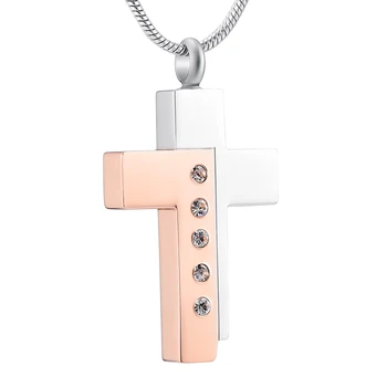 

Mixcolor Crystal Cremation Necklace Cross Shape Stainless Steel Pet Memorial Urn Pendant Funeral Keepsake Jewelry for Ashes Hold