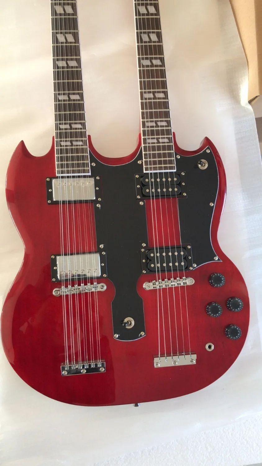 

IN stock china factory product;red double neck guitar;free shipping