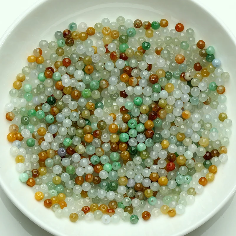 100 шт. натуральный товары нефрита DIY разбросаны шарики оптом тканые три-цвет круглый шарик 3,5 мм-4 мм