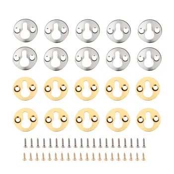 

DRELD 10Pcs Round Hanging Picture Oil Painting Mirror Frame Hooks Hangers With Screws Gold/SilverFurniture Hardware 25mm