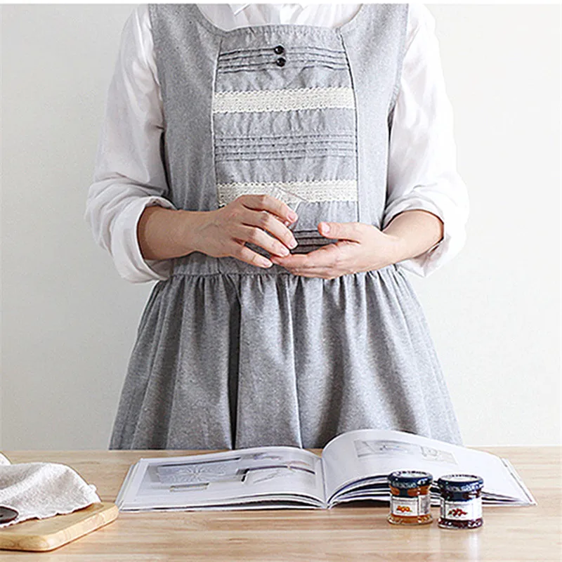

Simple Nordic wind apron pleat lace sleeveless kitchen roasting coffee shop work clothes flower shop gardening