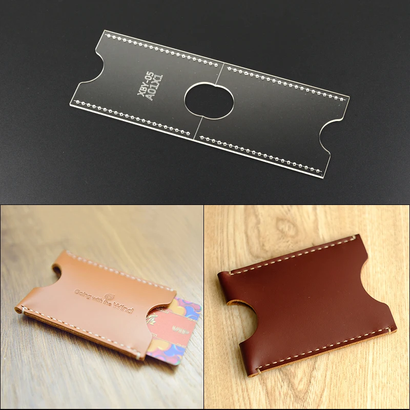 1set DIY small card holder leather craft Acrylic sewing template photo card  bit 9*6.5*1cm