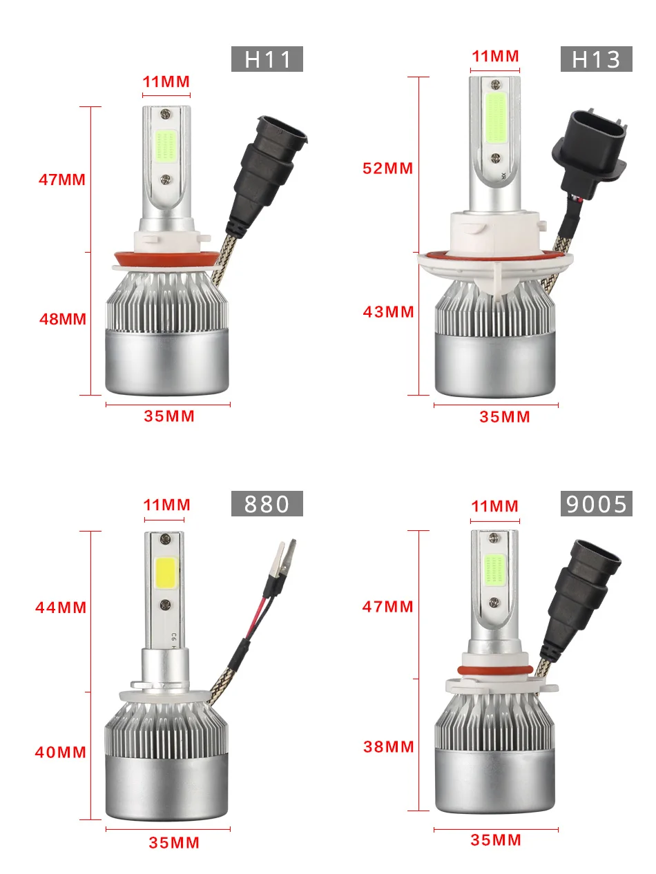 Gzkafolee C6 H7 светодиодный H4 HB3 HB4 H11 H8 H9 9005 9006 HIR2 H16 COB 3000K 4300K 8000K 25000K автомобилей головной светильник лампы Противотуманные фары авто светильник