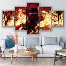 Canvas Poster Living Room Decor Framework 5 Pieces Alucard Dark Anime Hellsing Painting Modular Wall Art HD Prints Pictures hellsing alucard cosplay red mens hellsing cosplay costume