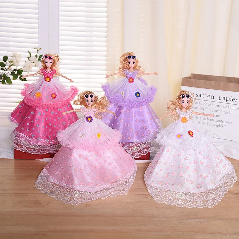 

Dolls Heart-shape Skirt Princess Wedding Dress Doll Toys for Children Girls dolls set Baby 3D Eyes Toy 45CM 4pcs