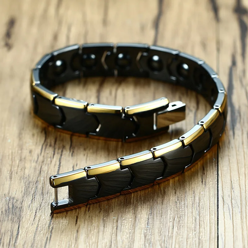 Elegant Two Tone Ceramic Hematite Bracelet For Mens Give Pain