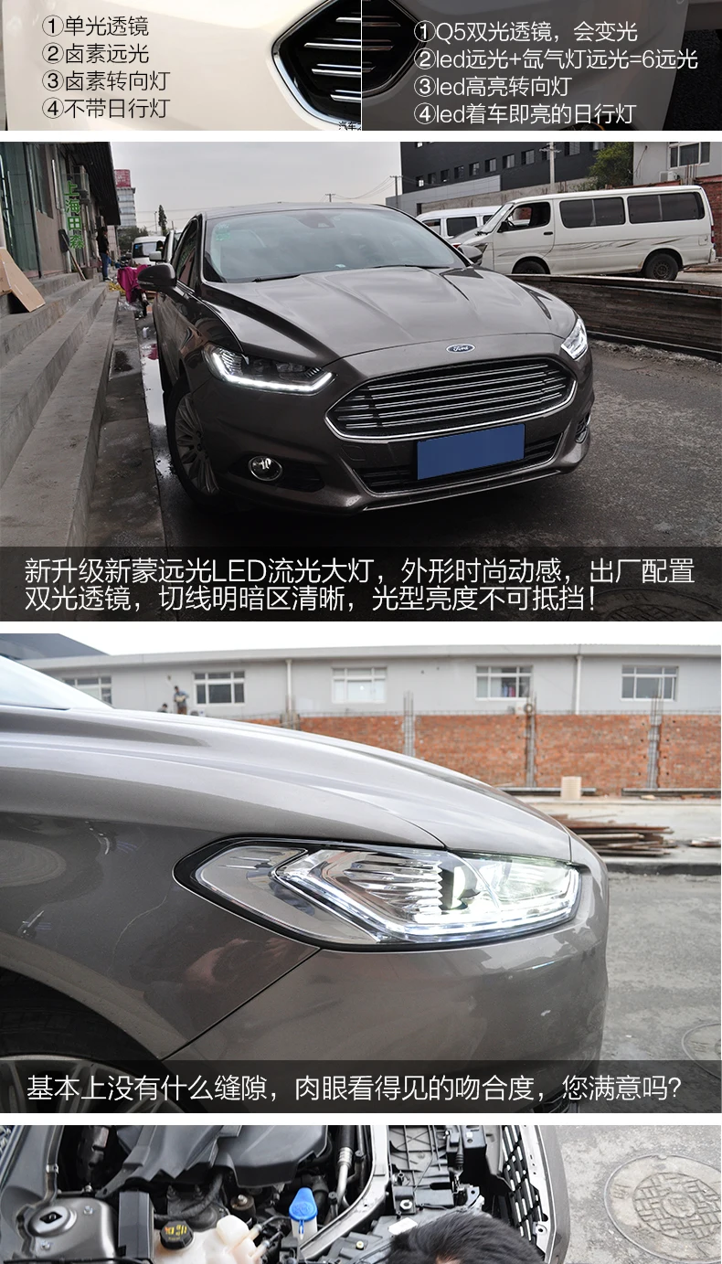 D_YL стайлинга автомобилей для Ford Mondeo фары 2013 Mondeo светодиодный фары DRL Объектив Двойной Луч H7 спрятал bi Xenon объектива