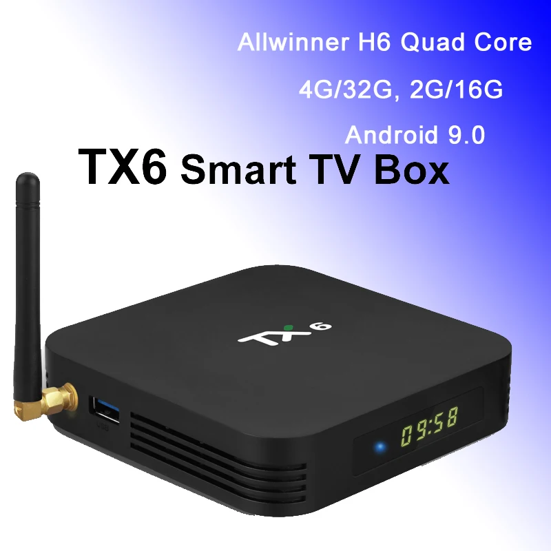 TX6 Android 9.0 TV Box Wifi Antenna 4G 32G Allwinner H6 Quad Core Smart Mini PC 4K Streaming Media Player 2GB 16GB Set Top Box