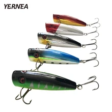 Yernea 5Pcs/Lot 7cm 9.8g Popper Fishing Lure Wobbler 5 Colors Hard Bait Treble Hooks Carp Fishing Isca Artificial Lures Pesca 5pcs lot pencil fishing lures 3d eyes 8cm 9g 6 treble hooks plastic wobbler artificial hard bait floating surface