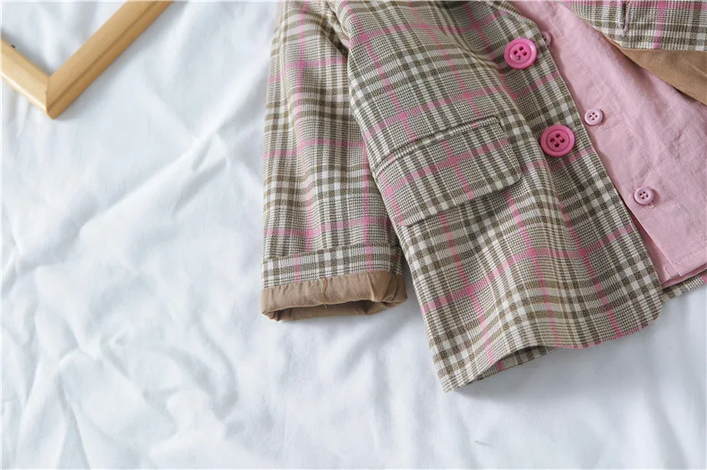Детский блейзер для девушек, комплект одежды в британском стиле для малышей Весенняя детская одежда с мультяшным принтом, г. Блейзер+ юбка, 2 предмета, Y158