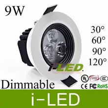 Горячая белый корпус 9 Вт 3x3 Вт AC 85-265 в 600лм затемнения светодиодный потолочный светодиодные лампы направленный вниз светильник+ светодиодный драйвер