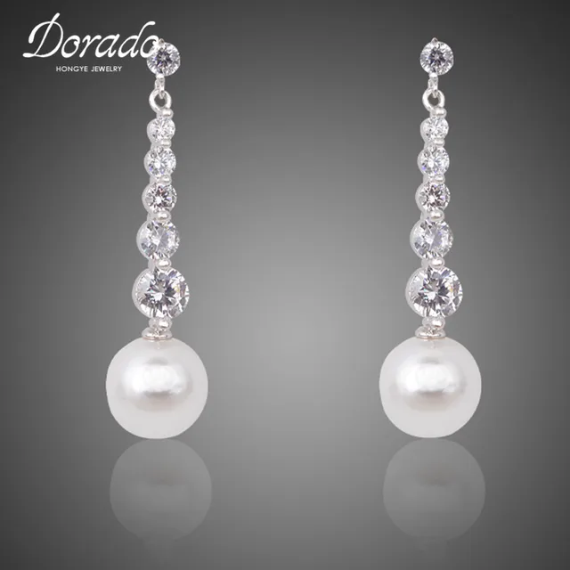 Dorado New Fashion White Pearl Dangle Earring Jewelry High Quality Dorado New Fashion White Pearl Dangle Earring Jewelry High Quality Women Engagement Drop Earrings With Crystal