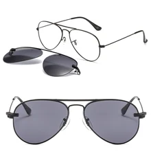 Солнцезащитные очки с металлическим зажимом, 3042, авиационная форма, оптическая оправа для очков с мегнатическим зажимом, съемные поляризованные солнцезащитные очки, линзы