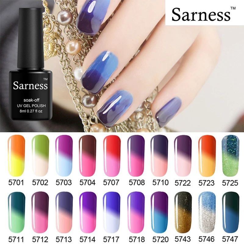 

Sarness LED Lamp UV Hybrid Varnish Chameleon Gellak Temperature Change Color UV Gel Nail Polish Lucky 8ml Pretty Gel Lacquer