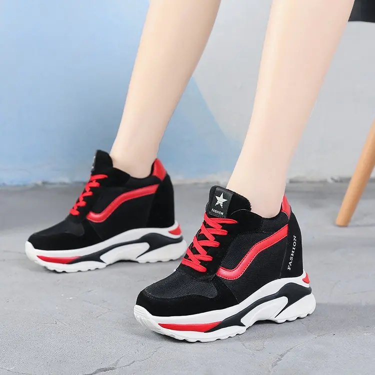 

NEW Chunky High Heel Shoes Sneakers Women 2019 Spring Female Casual Shoes High Top Platform Sneakers For Women Sneaker