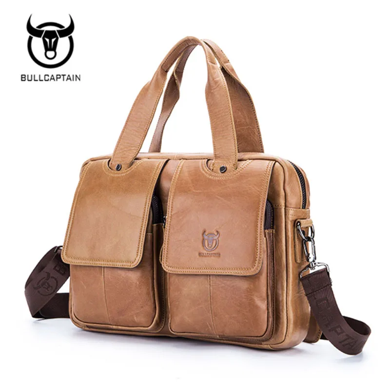 BULL CAPTAIN Genuine Leather Messenger Shoulder Crossbody Bags Tote