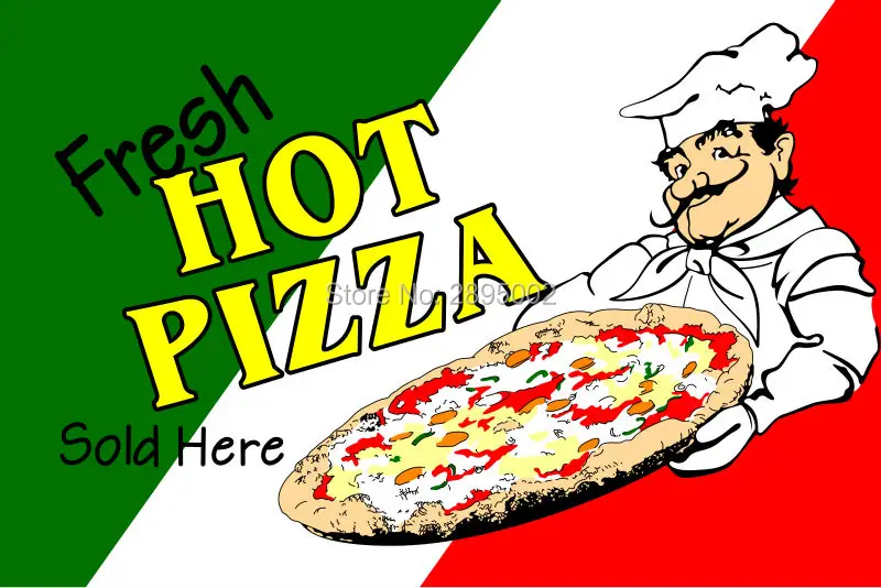 Fresh Hot Pizza Sold Here Indoor Outdoor Flag Custom |